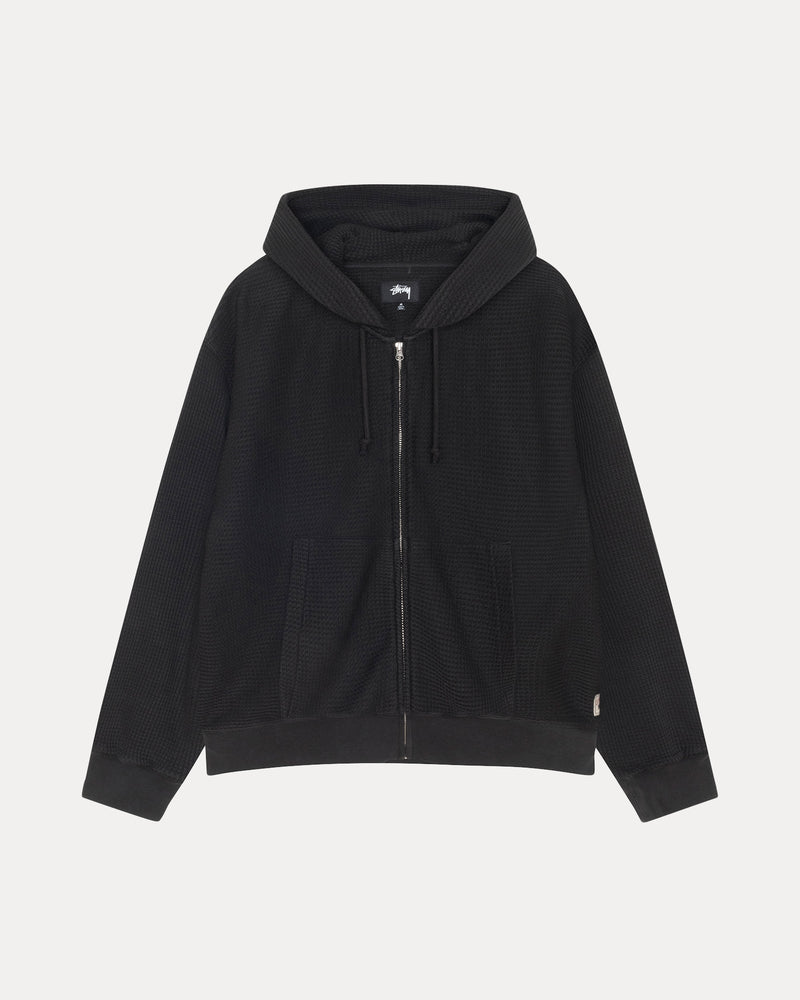 DOUBLE LAYER WAFFLE ZIP HOODIE