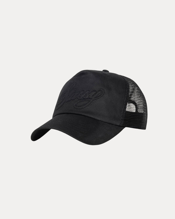 WAXED TRUCKER CURSIVE STITCH SNAPBACK