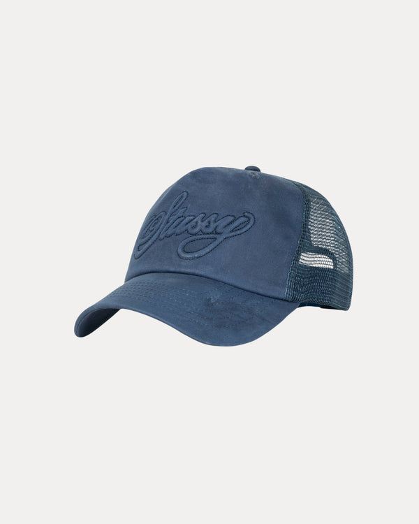 WAXED TRUCKER CURSIVE STITCH SNAPBACK
