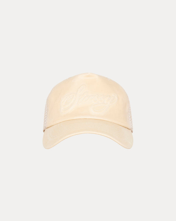 WAXED TRUCKER CURSIVE STITCH SNAPBACK