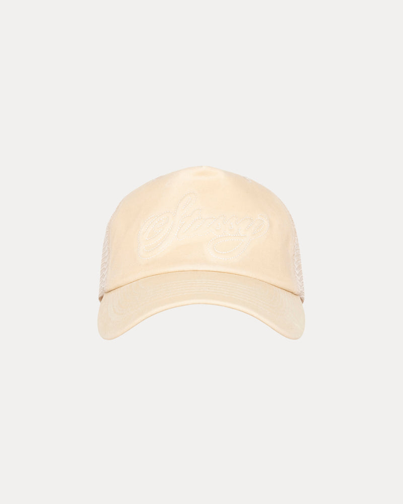 WAXED TRUCKER CURSIVE STITCH SNAPBACK